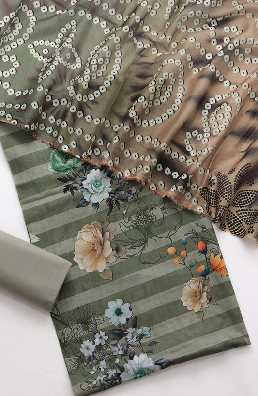 Amna Khadija Fancy Printed Lawn Unstitched 3 Piece Suit - CD-05 - AM26FNC - Green - Summer Collection