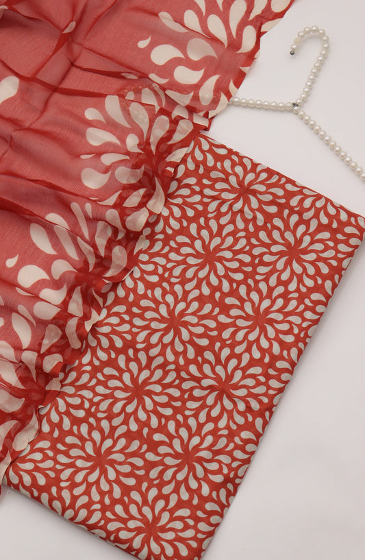 Amna Khadija Fancy Printed Lawn Unstitched 3 Piece Suit - PND-03 - AM26FNC - Red - Summer Collection