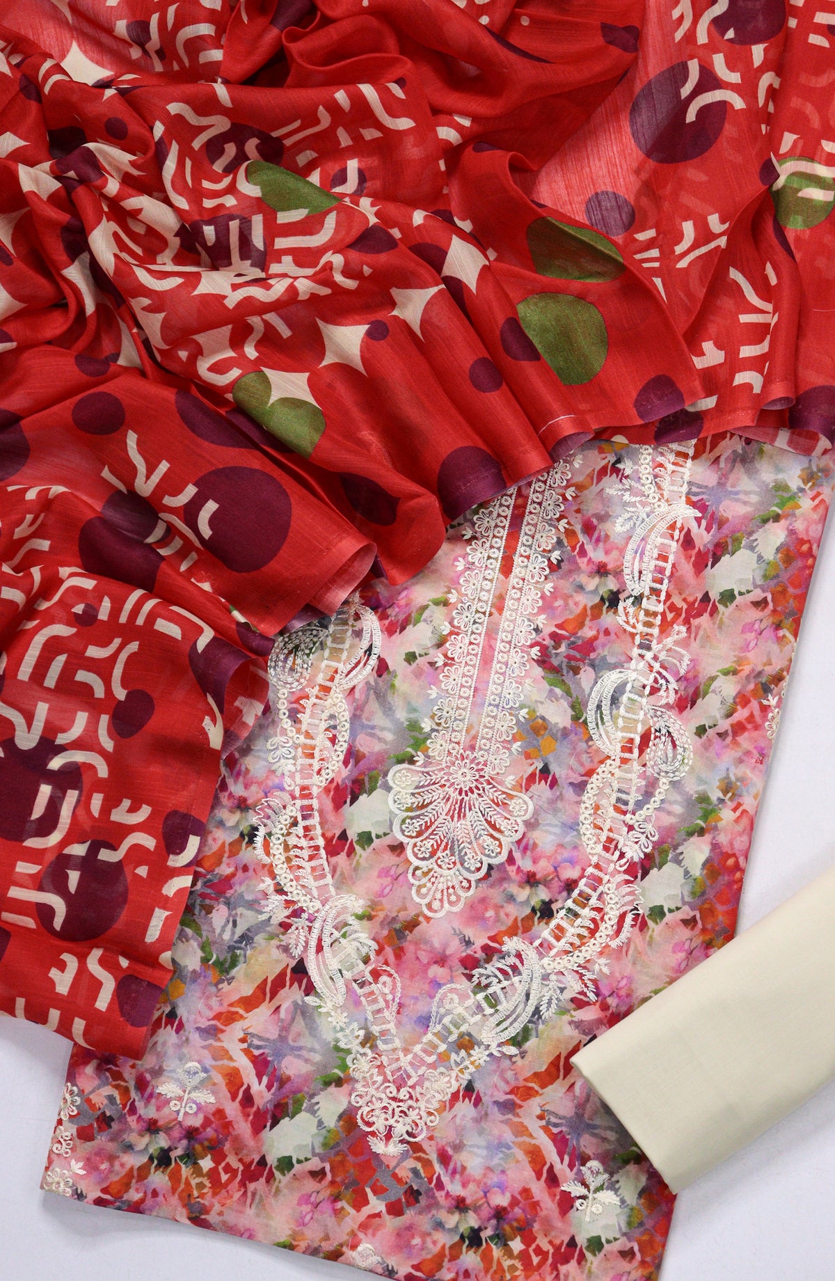 Amna Khadija Fancy Embroidered Lawn Unstitched 3 Piece Suit - RD-05 - AM26FNC - Pink - Summer Collection