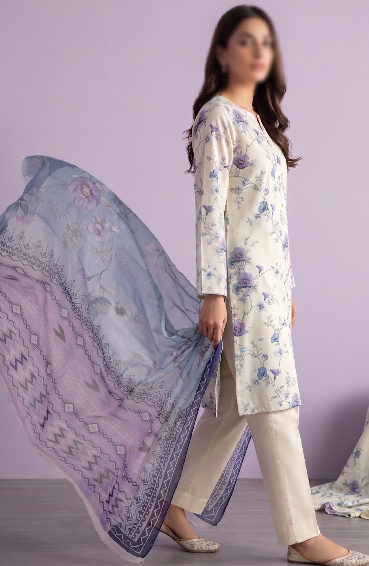 Amna Khadija Printed Lawn Unstitched 3 Piece Suit - PND-05 - AM26FNC - Blue - Summer Collection