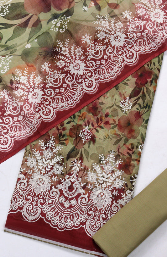 Amna Khadija Embroidered Lawn Unstitched 3 Piece Suit - D-05 - AM26FNC - Green - Summer Collection