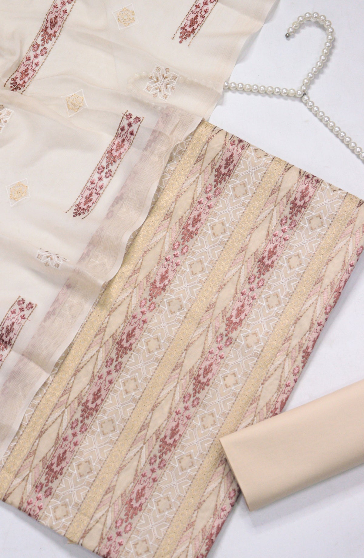 Amna Khadija Fancy Embroidered Lawn Unstitched 3 Piece Suit - BTD-01 - AM26FNC - Coffee - Summer Collection