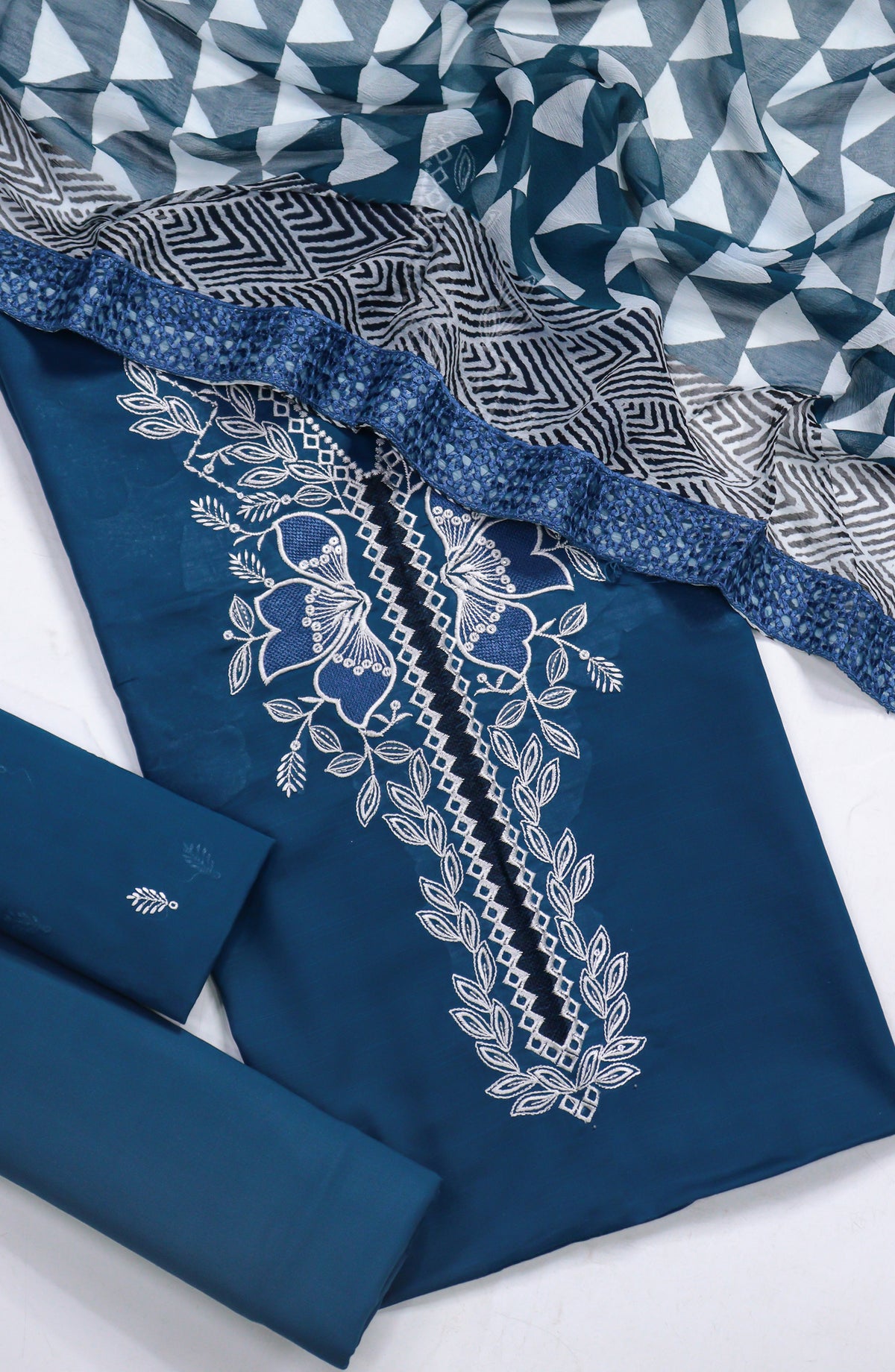 Amna Khadija Fancy Embroidered Lawn Unstitched 3 Piece Suit - D-01 - AM26FNC - Blue - Summer Collection