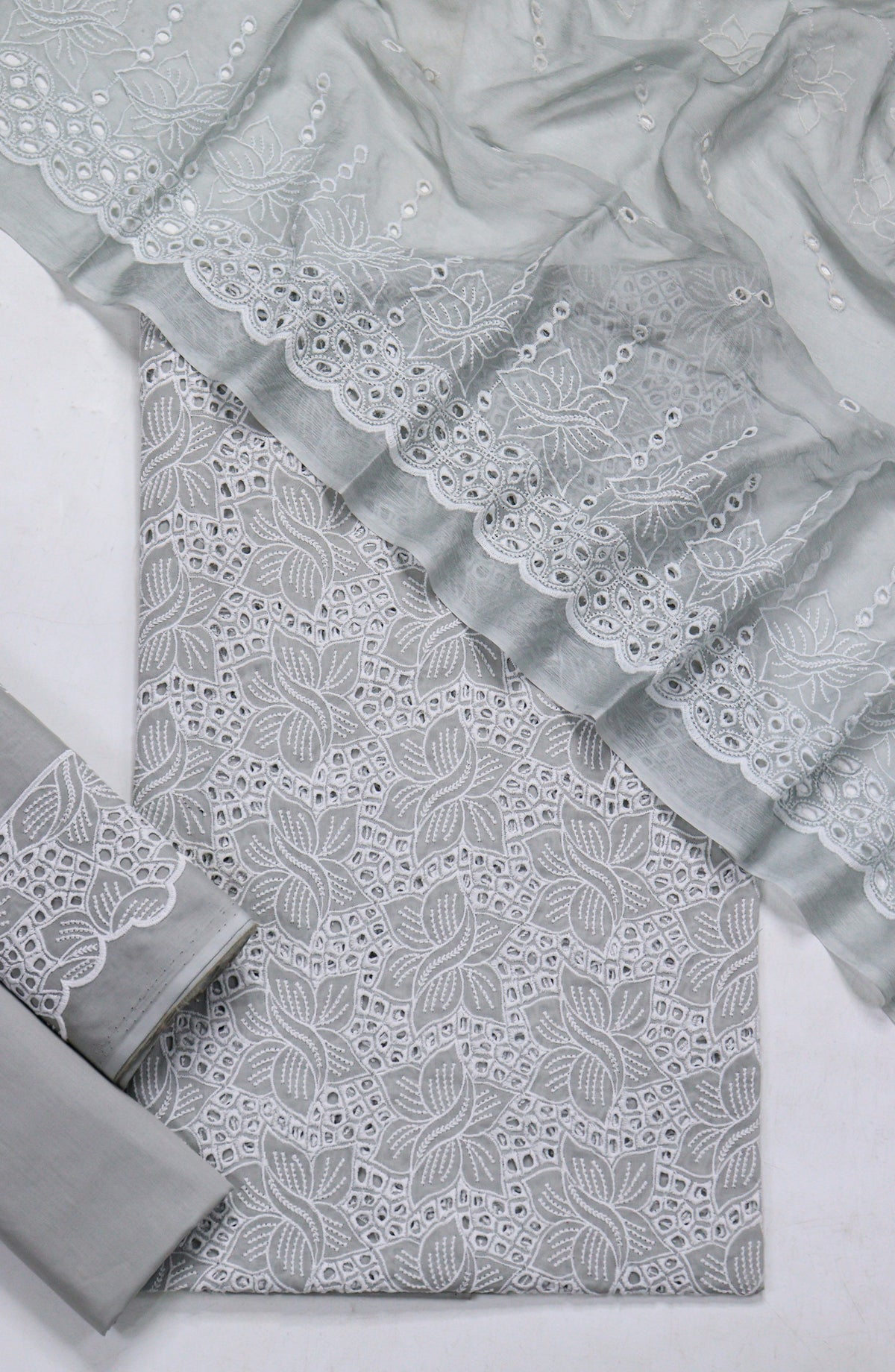 Amna Khadija Fancy Embroidered Lawn Unstitched 3 Piece Suit - D-03 - AM26FNC - Grey - Summer Collection