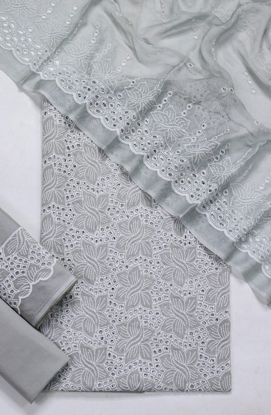 Amna Khadija Fancy Embroidered Lawn Unstitched 3 Piece Suit - D-03 - AM26FNC - Grey - Summer Collection