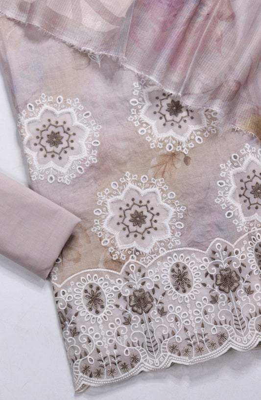 Amna Khadija Fancy Embroidered Lawn Unstitched 3 Piece Suit - EFU-03 - AM26FNC - Purple - Summer Collection