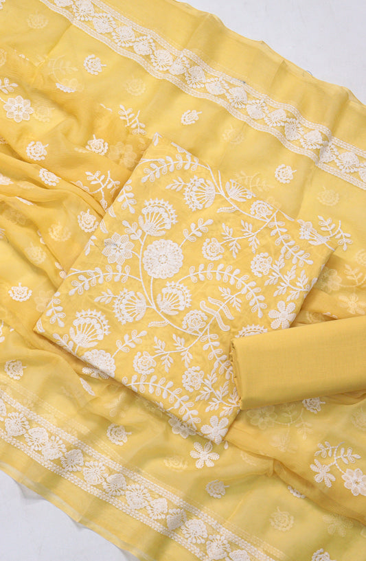 Amna Khadija Fancy Embroidered Lawn Unstitched 3 Piece Suit - JLD-01 - AM26FNC - Yellow - Summer Collection