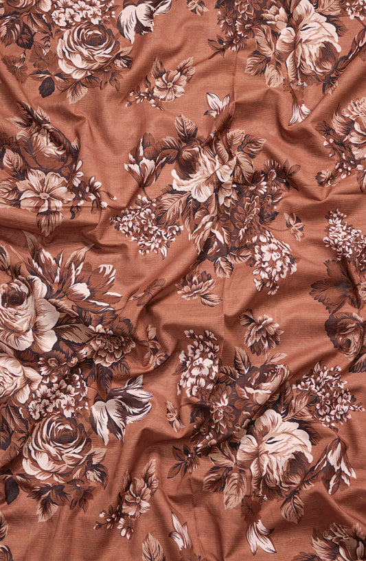 Amna Khadija Fancy Printed Lawn Unstitched 2 Piece Suit - D-01 - AM26FNC - Brown - Summer Collection