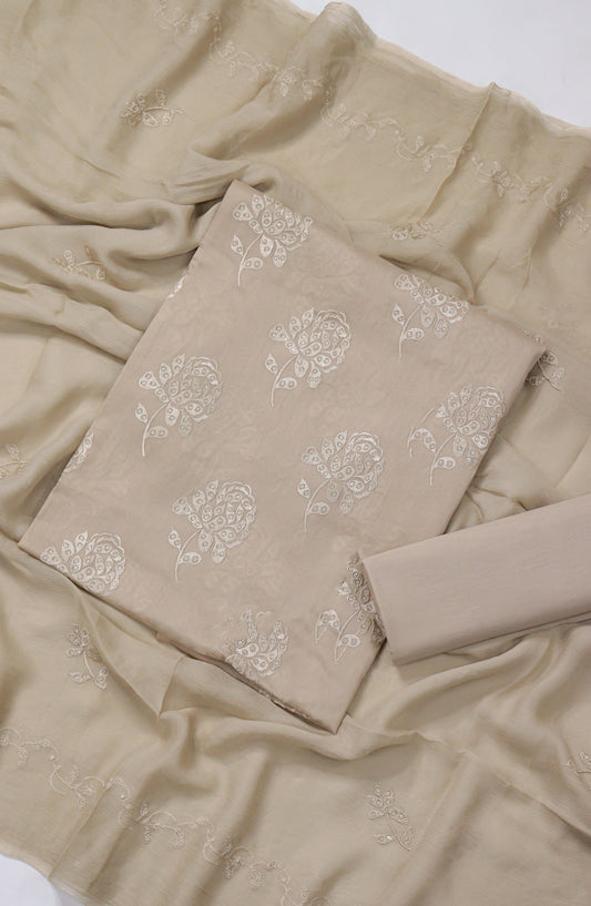 Amna Khadija Embroidered Lawn Unstitched 3 Piece Suit - D-15 - AM26FNC - Fawn - Summer Collection