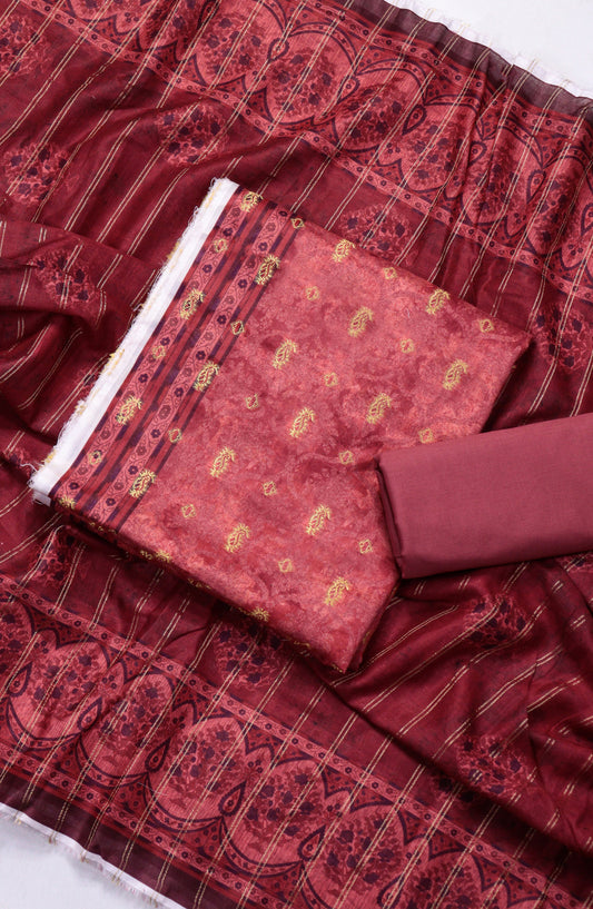 Amna Khadija Broshia Lawn Unstitched 3 Piece Suit - D-17 - AM26FNC - Red - Summer Collection