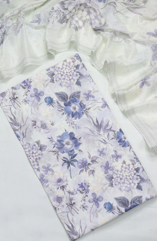 Amna Khadija Embroidered Lawn Unstitched 3 Piece Suit - Design-02 - AM26FNC - Light Blue - Summer Collection