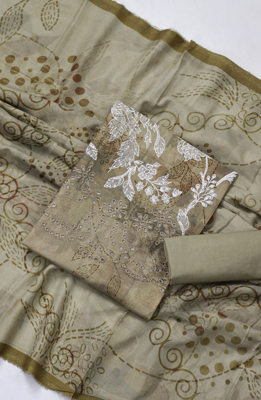 Amna Khadija Fancy Embroidered Lawn Unstitched 3 Piece Suit - BLD-02 - AM26FNC - Brown - Summer Collection