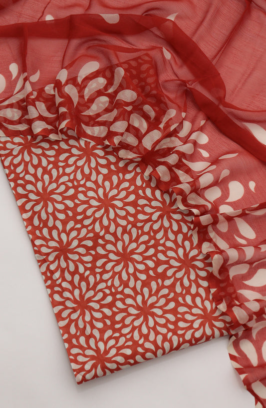 Amna Khadija Fancy Printed Lawn Unstitched 3 Piece Suit - PND-03 - AM26FNC - Red - Summer Collection