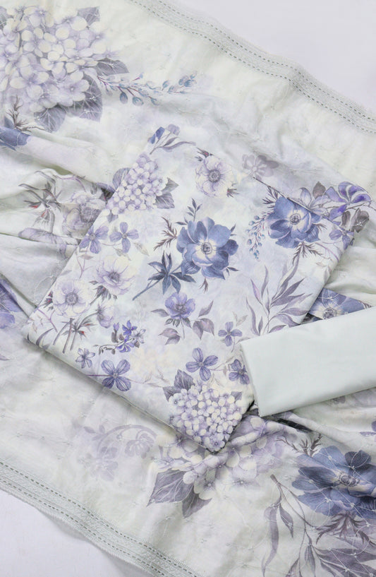 Amna Khadija Embroidered Lawn Unstitched 3 Piece Suit - Design-02 - AM26FNC - Light Blue - Summer Collection