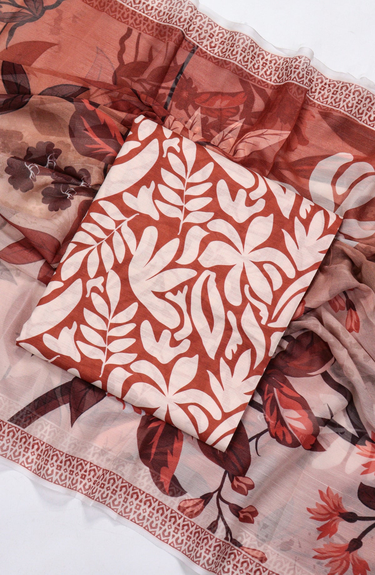 Amna Khadija Printed Bana Dora Unstitched 3 Piece Suit - D-18 - AM26FNC - Rust - Summer Collection