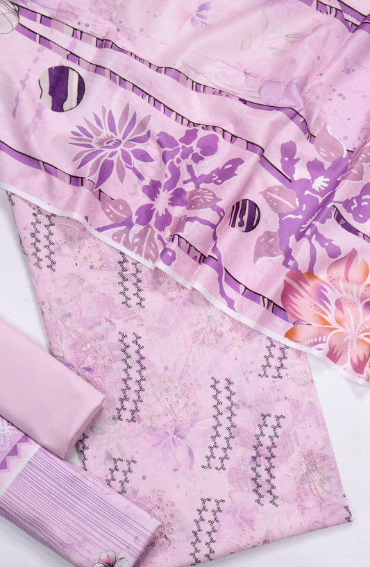 Amna Khadija Embroidered Lawn Unstitched 3 Piece Suit - Design-04 - AM26FNC - Purple - Summer Collection