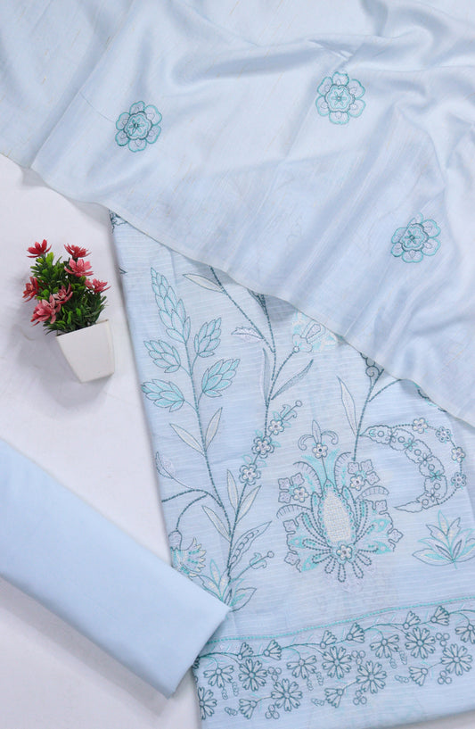 Amna Khadija Embroidered Lawn Unstitched 3 Piece Suit - D-01 - AM26FNC - Blue - Summer Collection