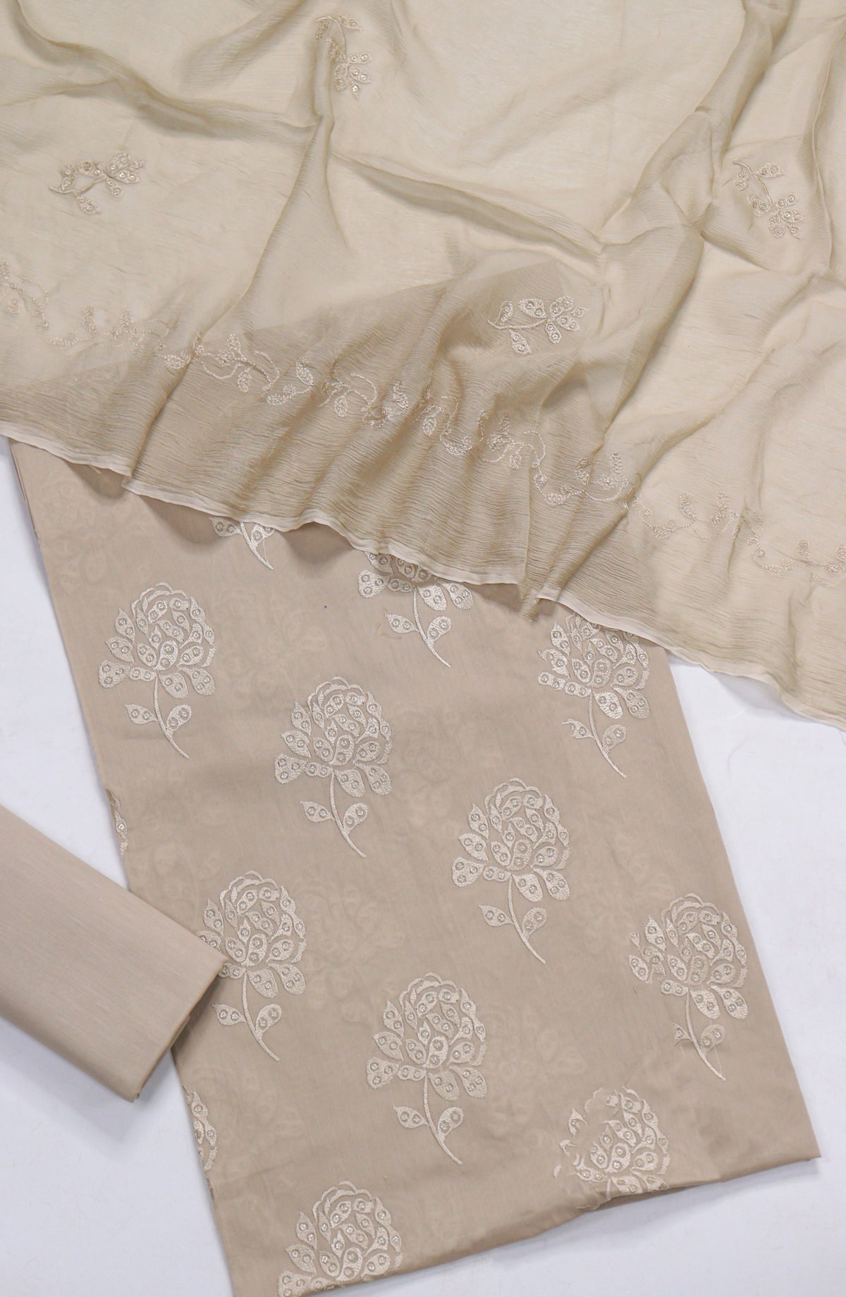 Amna Khadija Embroidered Lawn Unstitched 3 Piece Suit - D-15 - AM26FNC - Fawn - Summer Collection