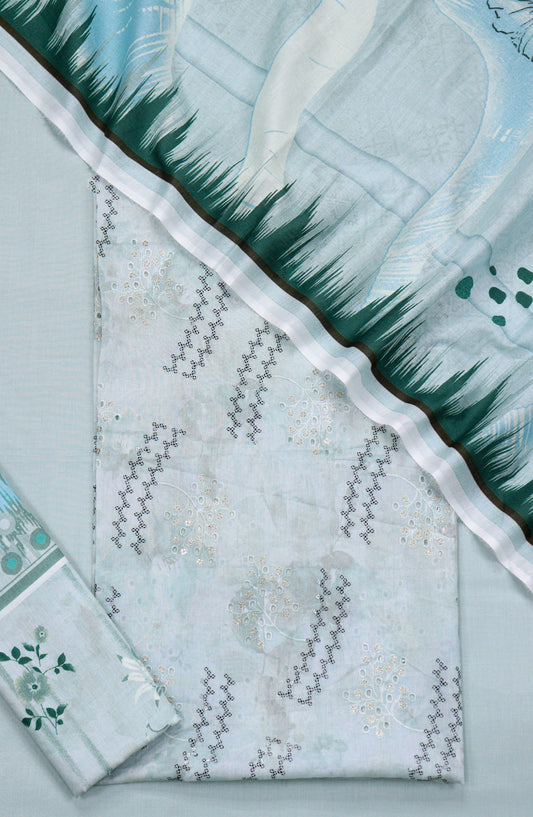 Amna Khadija Embroidered Lawn Unstitched 3 Piece Suit - Design-03 - AM26FNC - Blue - Summer Collection