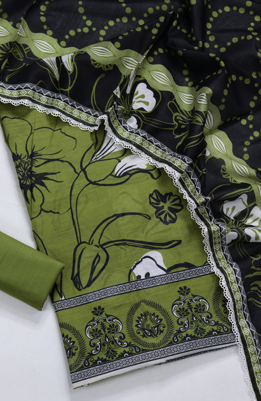 Amna Khadija Fancy Printed Lawn Unstitched 3 Piece Suit - TOD-04 - AM26FNC - Green - Summer Collection