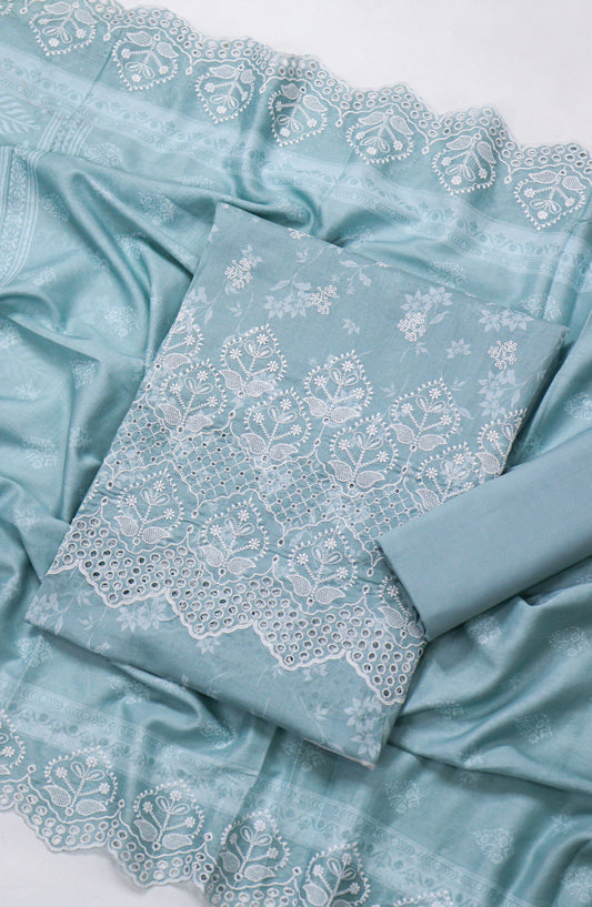 Amna Khadija Embroidered Lawn Unstitched 3 Piece Suit - D-01 - AM26FNC - Blue - Summer Collection