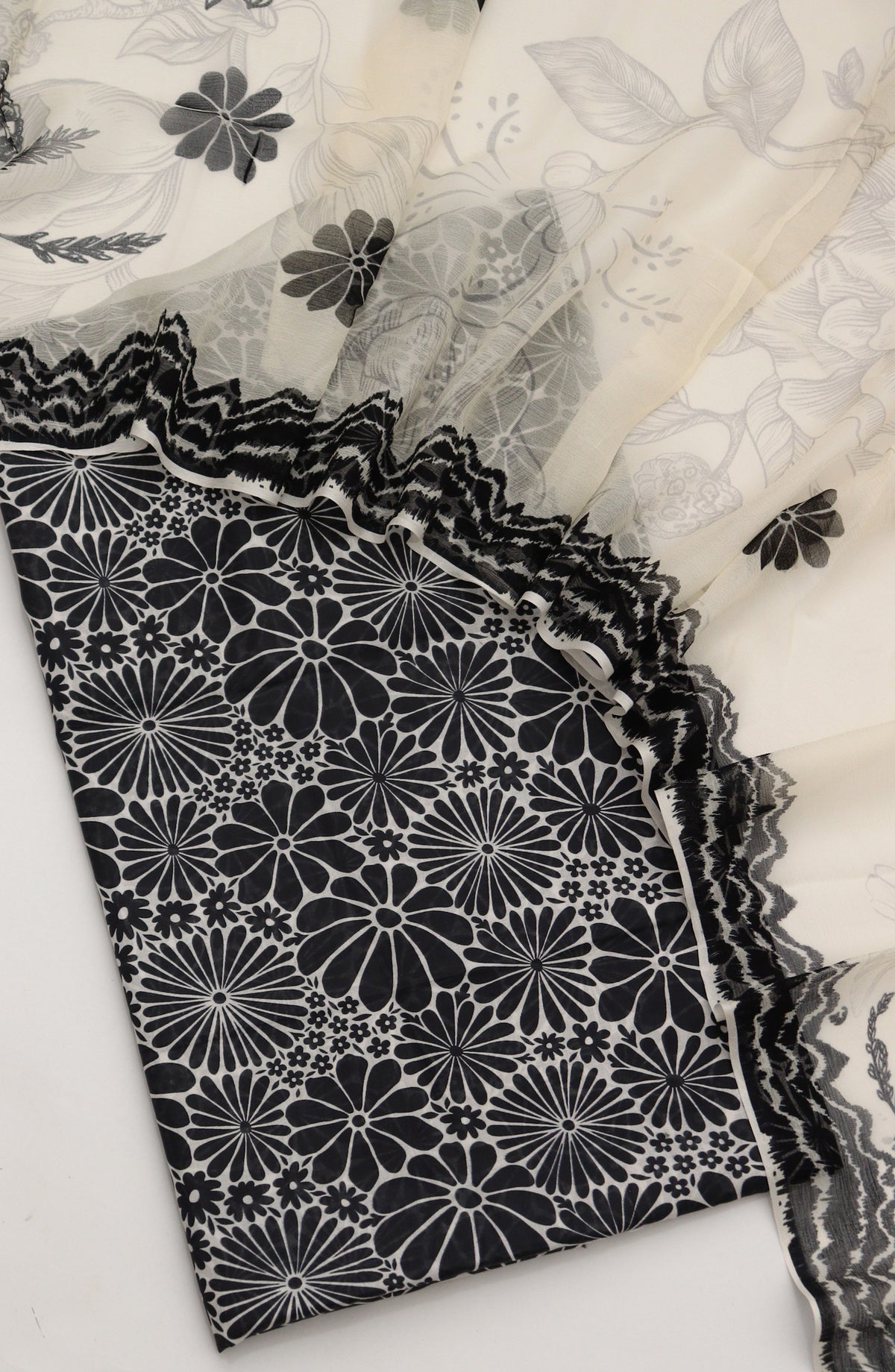 Amna Khadija Fancy Printed Lawn Unstitched 3 Piece Suit - PND-02 - AM26FNC - Black - Summer Collection