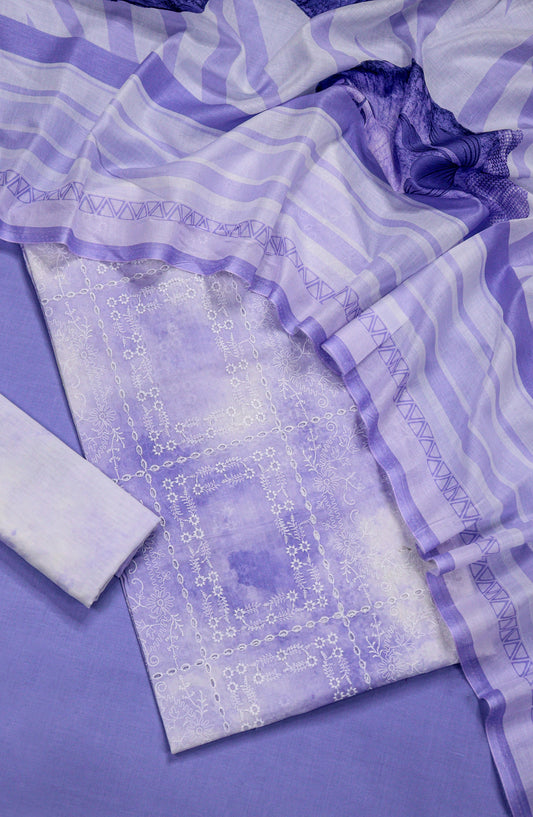 Amna Khadija Embroidered Chikankari Lawn Unstitched 3 Piece Suit - D-03 - AM26FNC - Blue - Summer Collection