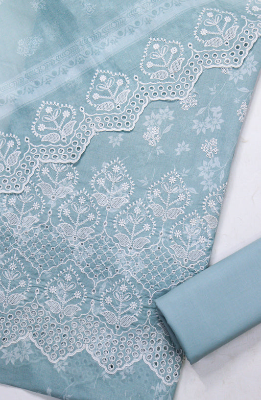 Amna Khadija Embroidered Lawn Unstitched 3 Piece Suit - D-01 - AM26FNC - Blue - Summer Collection