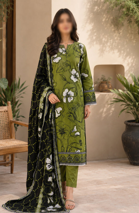 Amna Khadija Fancy Printed Lawn Unstitched 3 Piece Suit - TOD-04 - AM26FNC - Green - Summer Collection