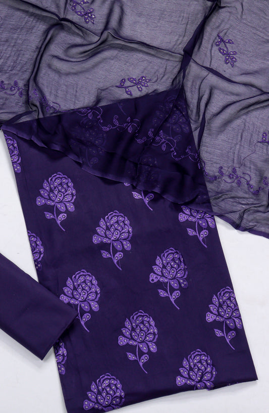 Amna Khadija Embroidered Lawn Unstitched 3 Piece Suit - D-14 - AM26FNC - Blue - Summer Collection