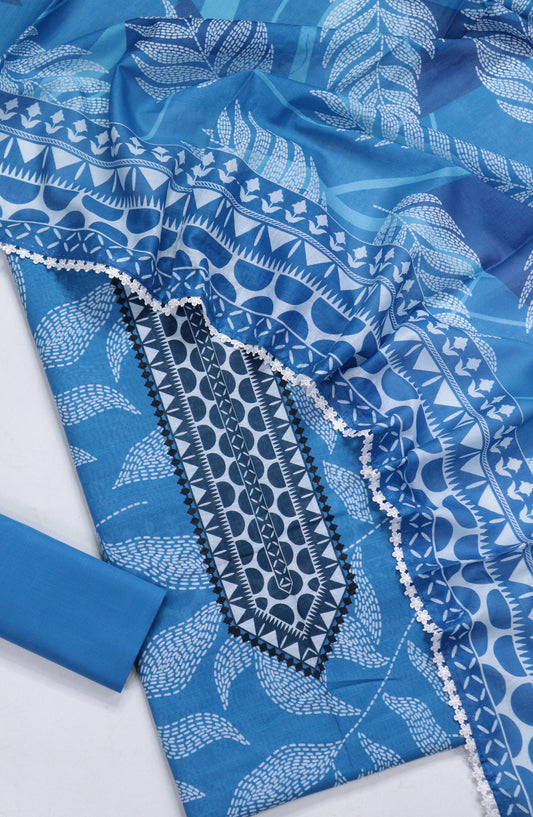 Amna Khadija Fancy Printed Lawn Unstitched 3 Piece Suit - TOD-03 - AM26FNC - Blue - Summer Collection