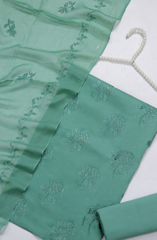 Amna Khadija Embroidered Lawn Unstitched 3 Piece Suit - D-13 - AM26FNC - Sea Green - Summer Collection