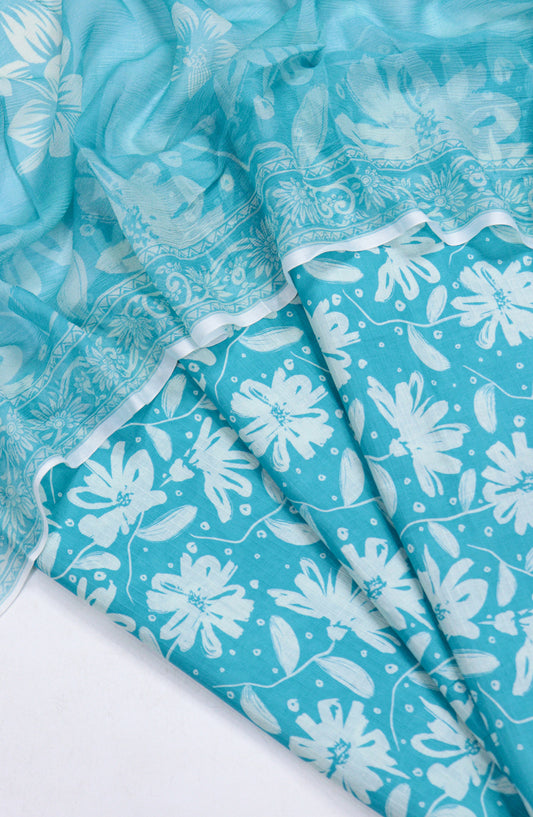 Amna Khadija Printed Bana Dora Unstitched 3 Piece Suit - D-16 - AM26FNC - Blue - Summer Collection