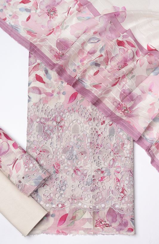 Amna Khadija Fancy Embroidered Lawn Unstitched 3 Piece Suit - STD-01 - AM26FNC - Purple - Summer Collection