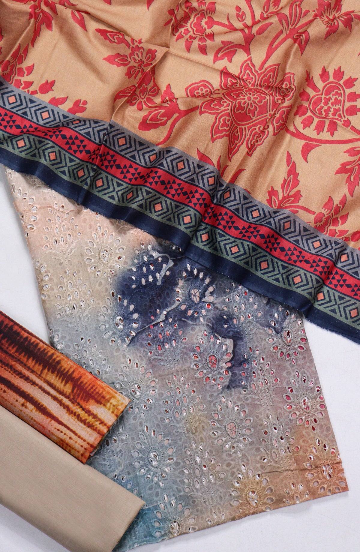 Amna Khadija Fancy Embroidered Lawn Unstitched 3 Piece Suit - D-02 - AM26FNC - Rust - Summer Collection