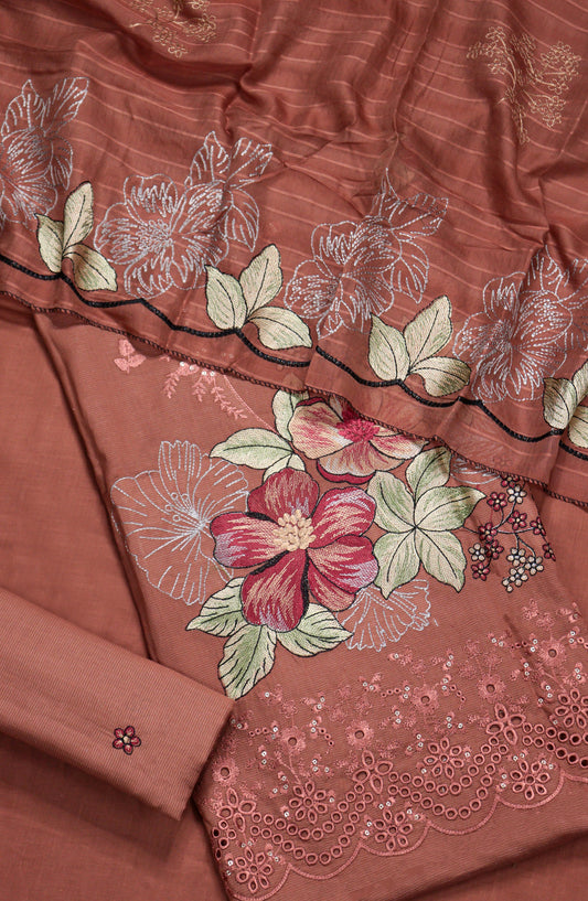 Amna Khadija Embroidered Lawn Unstitched 3 Piece Suit - D-12 - AM26FNC - Pink - Summer Collection