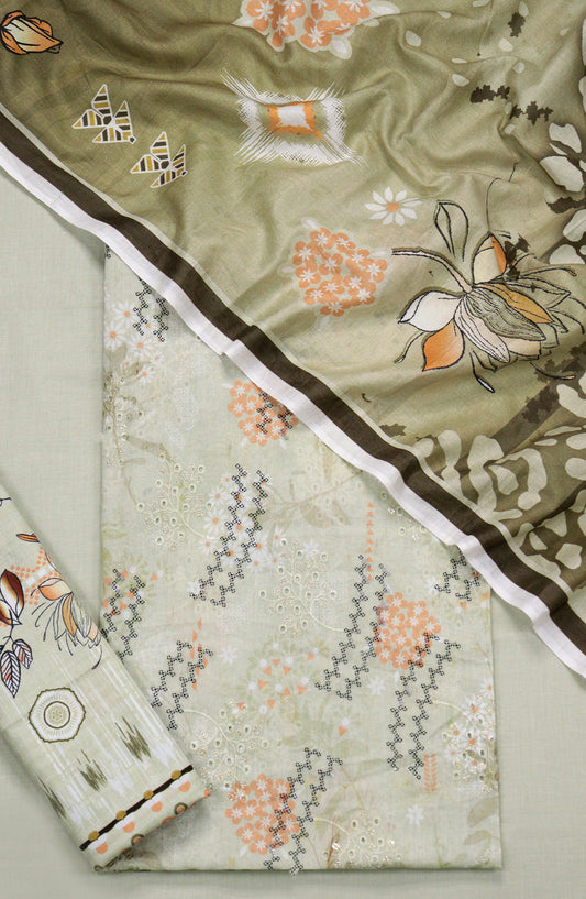 Amna Khadija Embroidered Lawn Unstitched 3 Piece Suit - Design-01 - AM26FNC - Green - Summer Collection