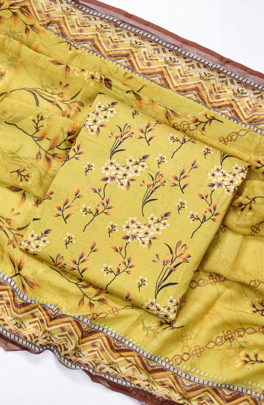 Amna Khadija Printed Bana Dora Unstitched 3 Piece Suit - D-15 - AM26FNC - Yellow - Summer Collection