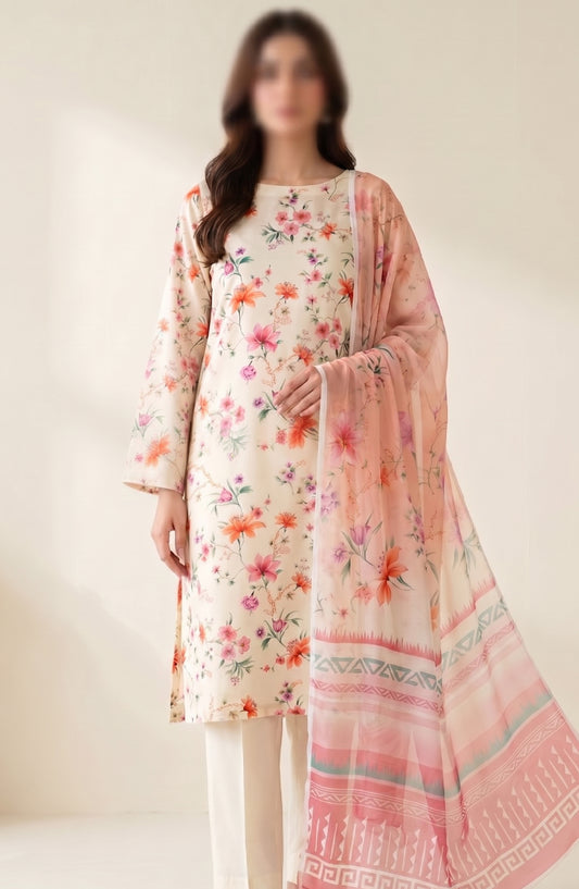 Amna Khadija Printed Lawn Unstitched 3 Piece Suit - PND-01 - AM26FNC - Orange - Summer Collection