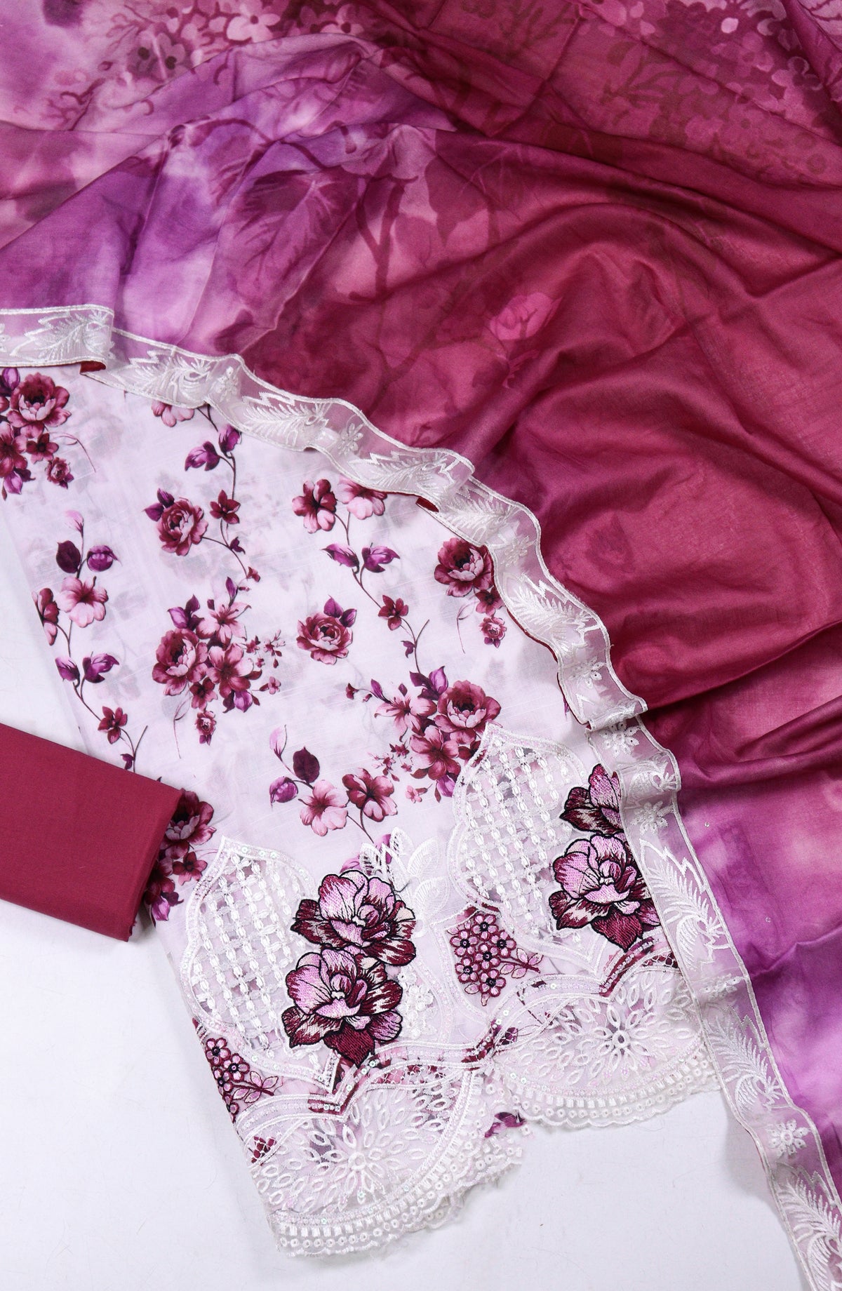 Amna Khadija Fancy Embroidered Lawn Unstitched 3 Piece Suit - SLD-01 - AM26FNC - Pink - Summer Collection
