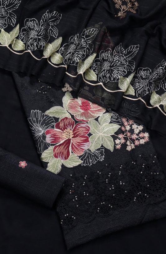 Amna Khadija Embroidered Lawn Unstitched 3 Piece Suit - D-11 - AM26FNC - Black - Summer Collection
