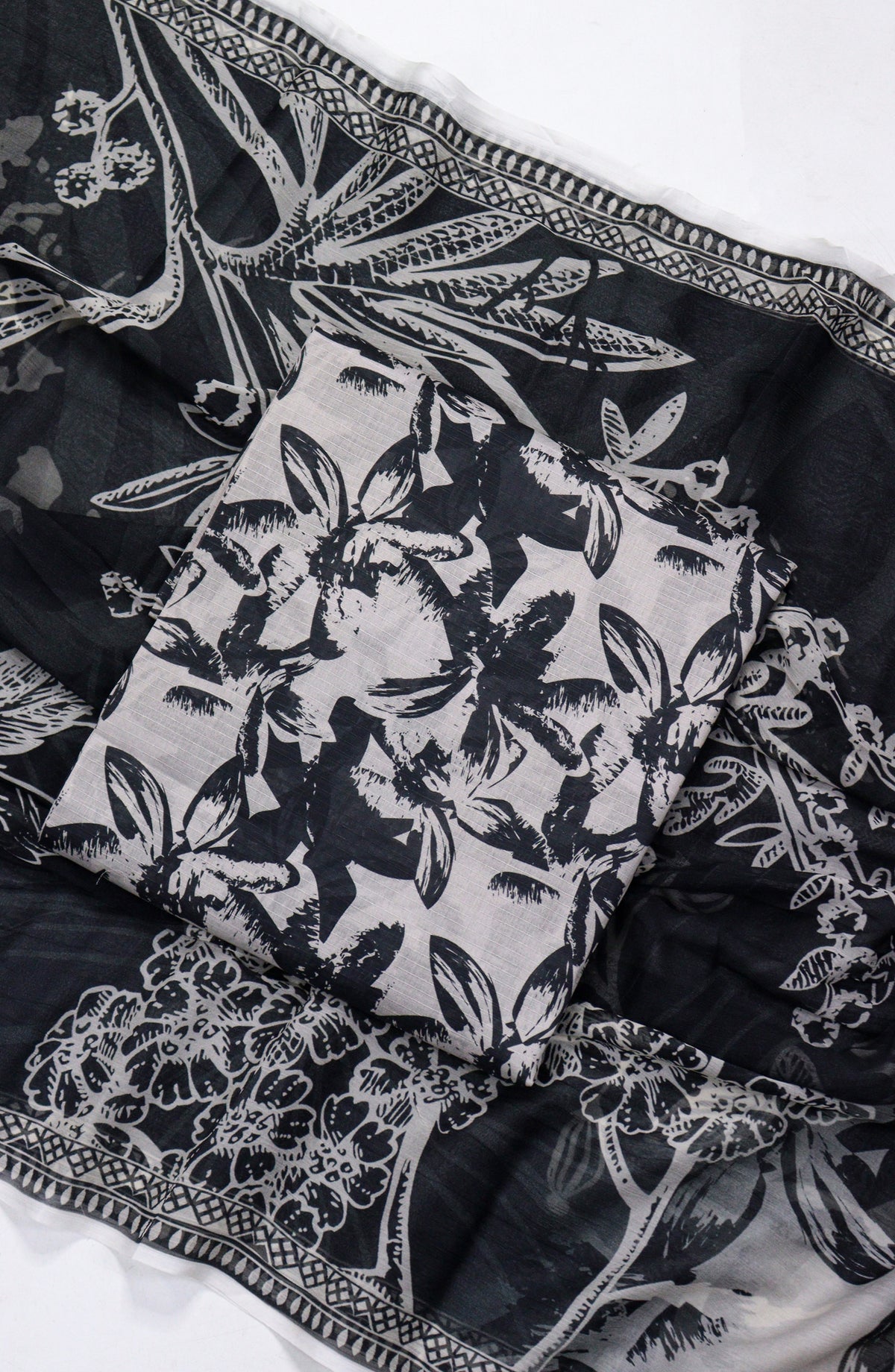 Amna Khadija Printed Bana Dora Unstitched 3 Piece Suit - D-14 - AM26FNC - Black - Summer Collection