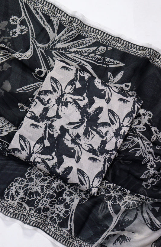 Amna Khadija Printed Bana Dora Unstitched 3 Piece Suit - D-14 - AM26FNC - Black - Summer Collection