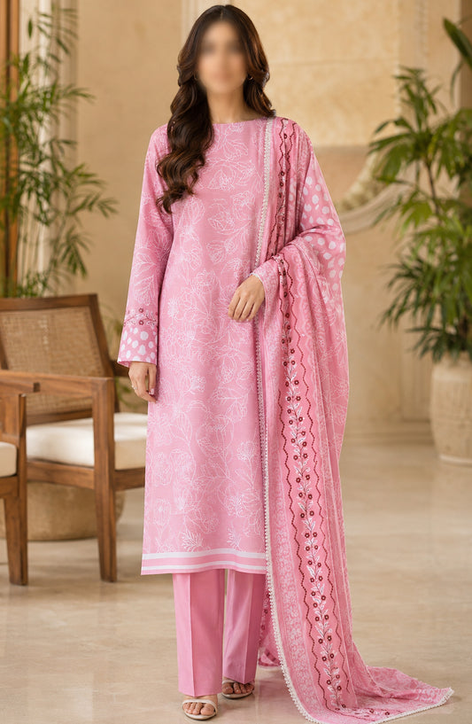 Amna Khadija Fancy Printed Lawn Unstitched 3 Piece Suit - TOD-01 - AM26FNC - Pink - Summer Collection