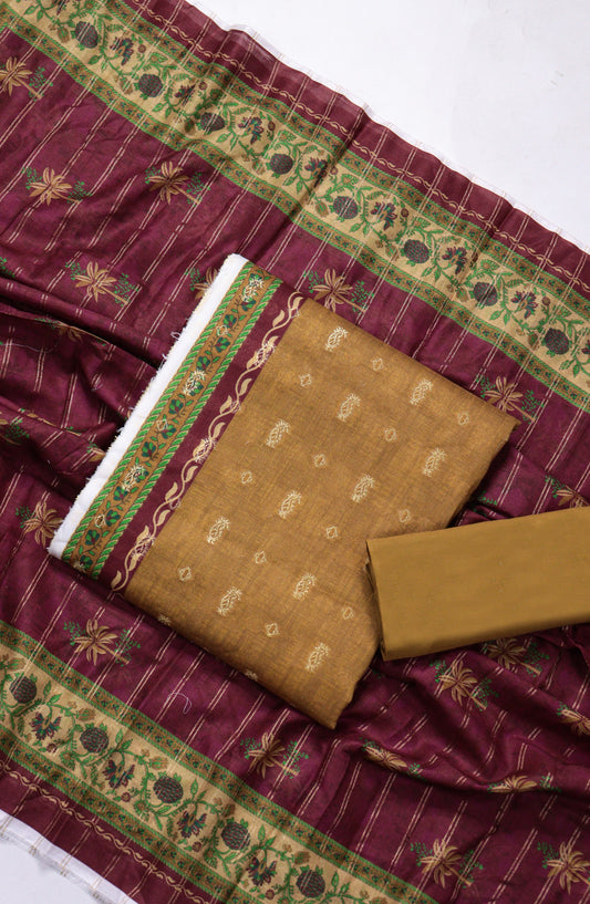 Amna Khadija Broshia Lawn Unstitched 3 Piece Suit - D-12 - AM26FNC - Brown - Summer Collection