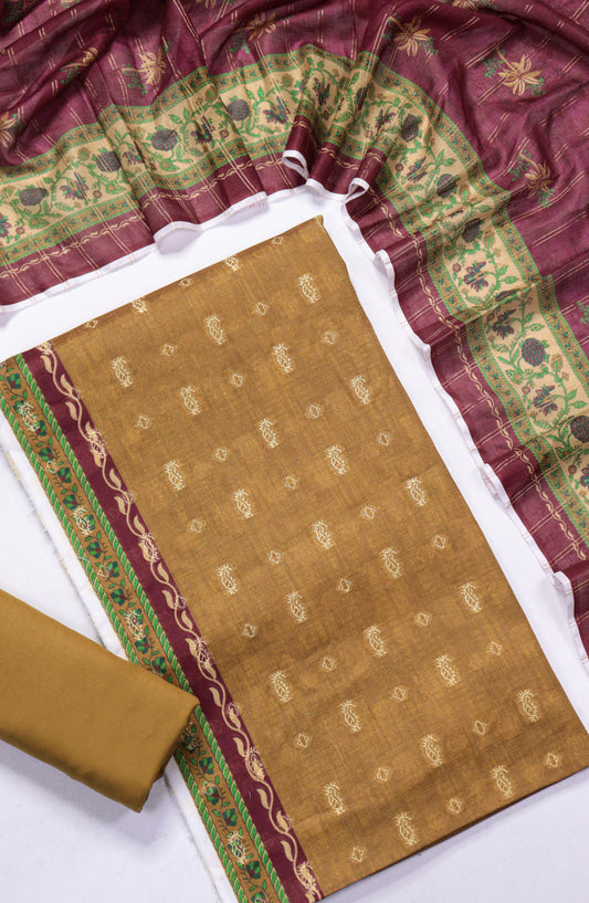 Amna Khadija Broshia Lawn Unstitched 3 Piece Suit - D-12 - AM26FNC - Brown - Summer Collection