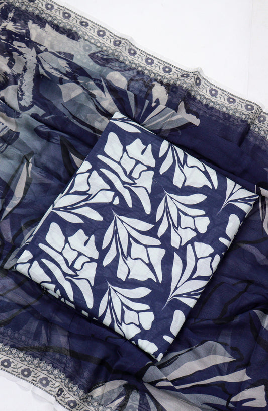 Amna Khadija Printed Bana Dora Unstitched 3 Piece Suit - D-13 - AM26FNC - Blue - Summer Collection