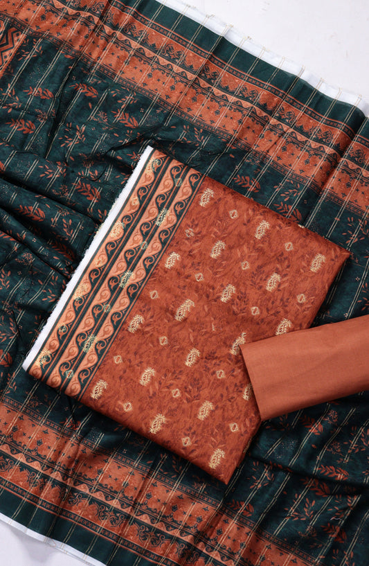 Amna Khadija Broshia Lawn Unstitched 3 Piece Suit - D-11 - AM26FNC - Orange - Summer Collection