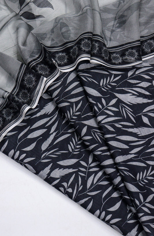 Amna Khadija Printed Bana Dora Unstitched 3 Piece Suit - D-12 - AM26FNC - Black - Summer Collection