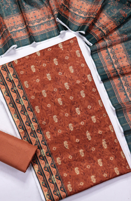 Amna Khadija Broshia Lawn Unstitched 3 Piece Suit - D-11 - AM26FNC - Orange - Summer Collection